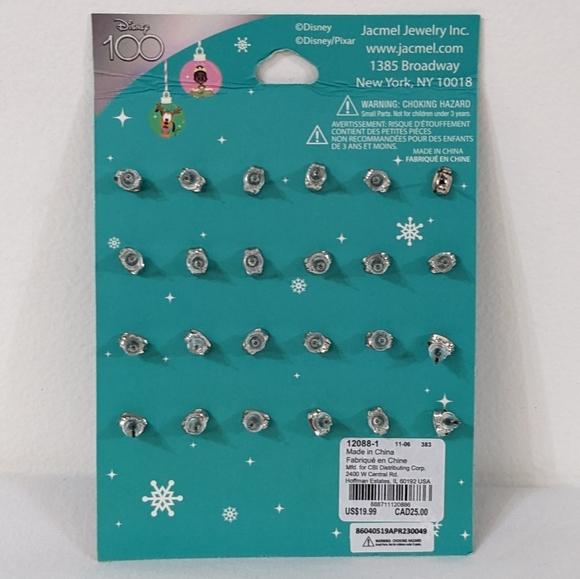 Disney Christmas Holiday Stud Earrings-12 Piece Stud Set, NEW - Picture 4 of 5